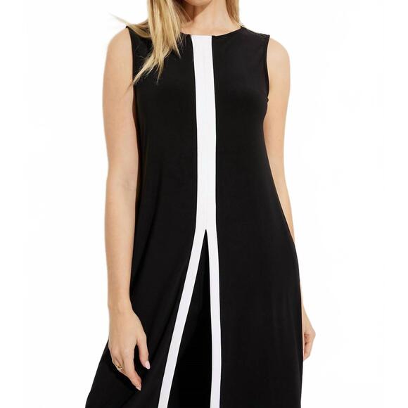 NEW JOSEPH RIBKOFF color-block sleeveless tunic in black/vanilla